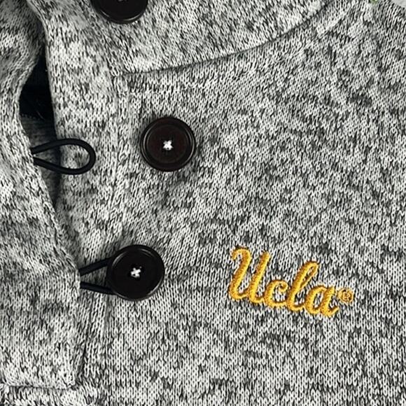 UCLA Sweatshirt Mock Button Neck Heather Gray Womens Fit Size L Champion - Picture 3 of 9